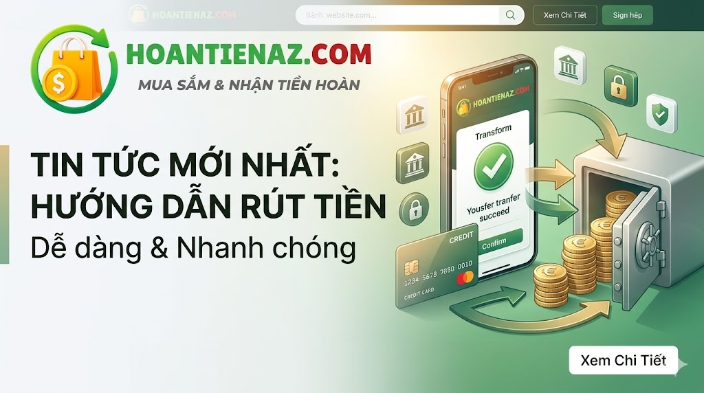 Hướng dẫn rút tiền trên hoantienaz.com về ngân hàng